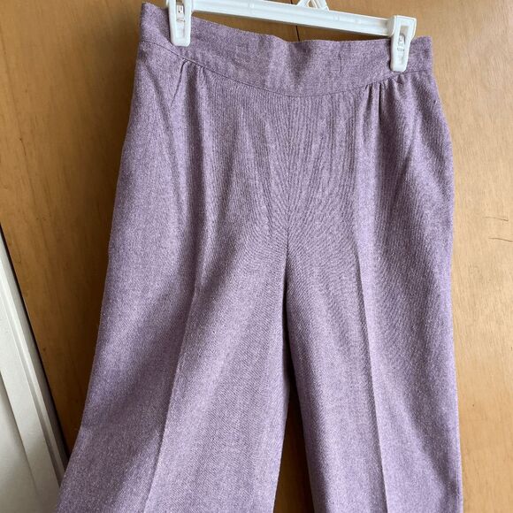 Vintage Lavender Wool-Blend High-Rise Pants V-Waist Front, Wide Leg (Fits 8–10) - Picture 12 of 14